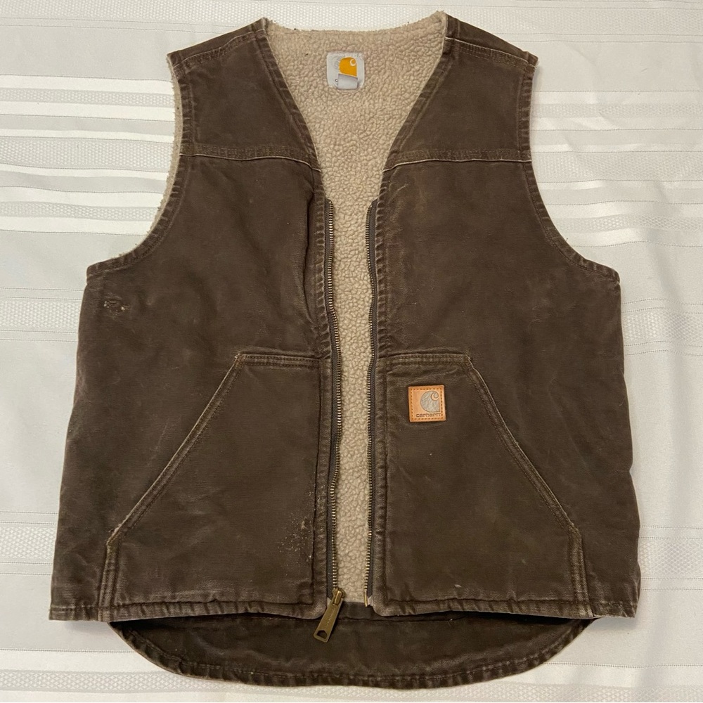Carhartt  Brown Sherpa Lined Zippered Vest - Unisex size Used Condition - size S